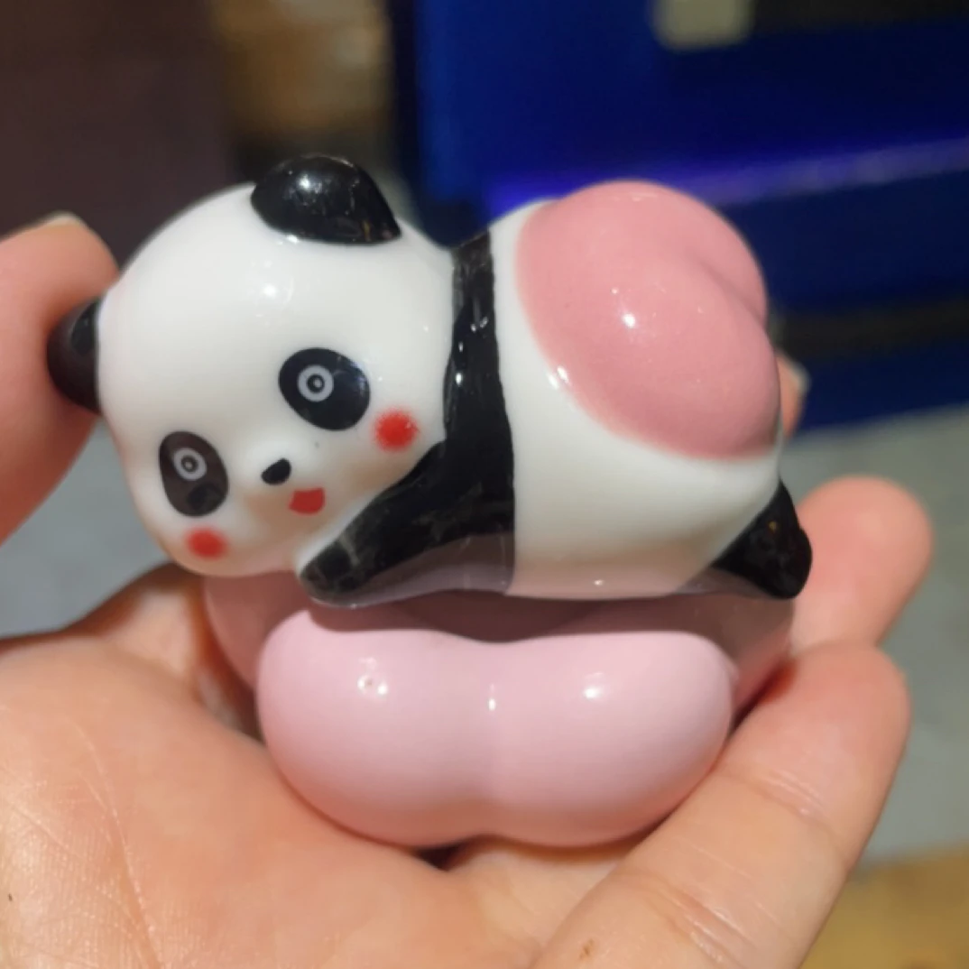 爆火景德镇陶瓷可爱熊猫转转车载家居创意装饰品