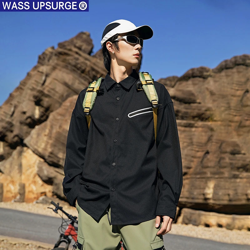 WASS UPSURGE长袖衬衣男女街头拉链设计宽松百搭休闲时尚上衣衬衫