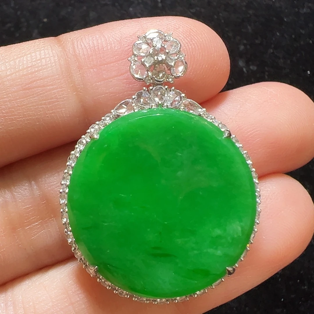 翡翠18K金镶嵌吊坠(不含链)