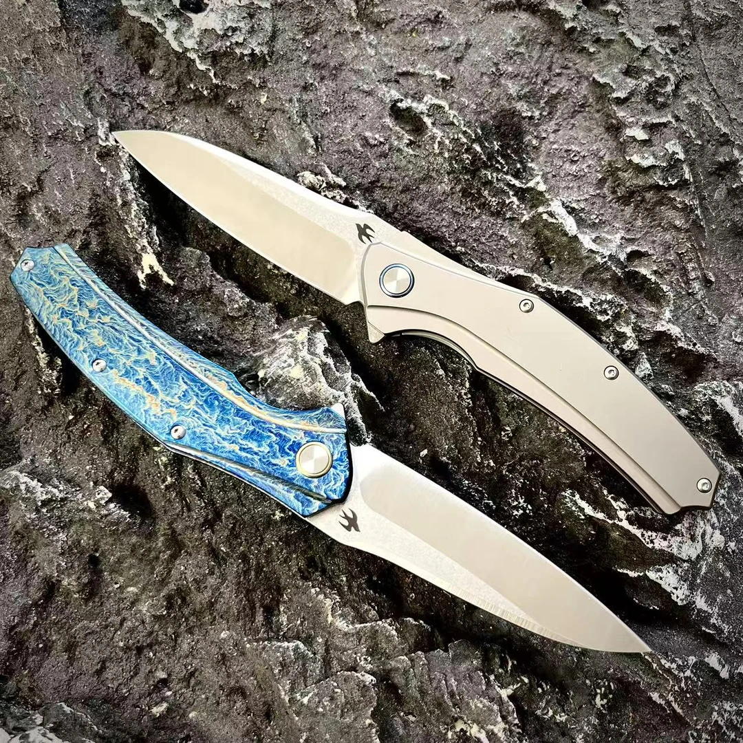 【耐战】微子星 美产进口D2钢-TC4钛合金柄高硬度户外EDC口袋折