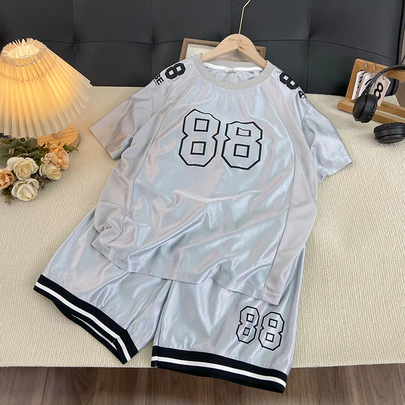 佑妈家童装 男女童夏款套装 儿童短裤短裤篮球两件套中大童