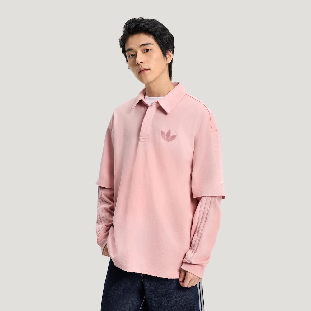 adidas三叶草假两件棉运动休闲宽松长袖P0L0衫 KR5054