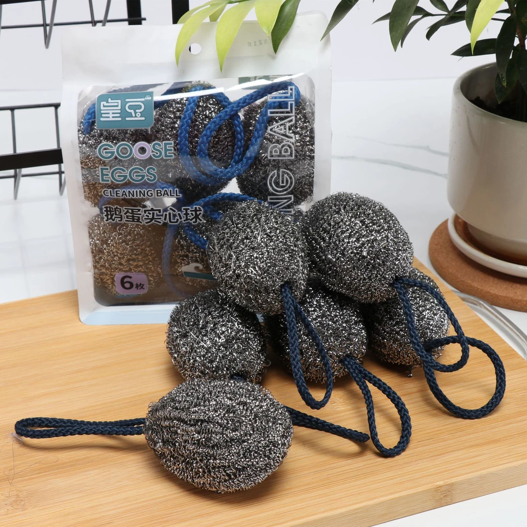 钢丝球自带挂绳不锈钢清洁球不掉丝不生锈家用厨房刷铁锅洗碗神器