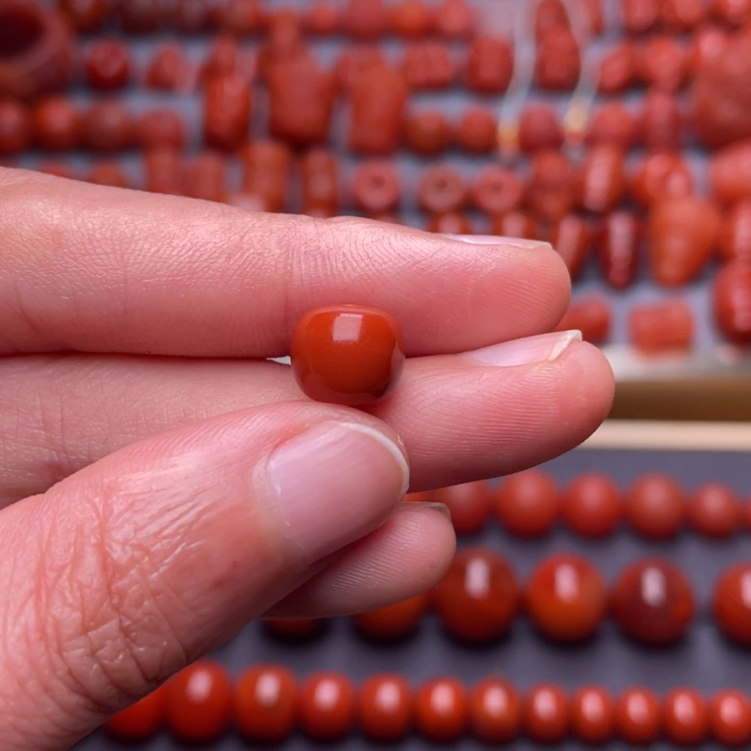 南红玛瑙其他未镶嵌哑*W9.3瓦西锦红老型珠