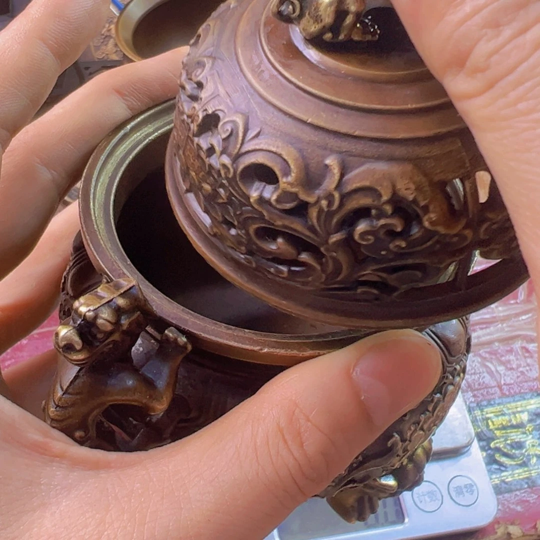 原矿风磨铜宣字熏香炉