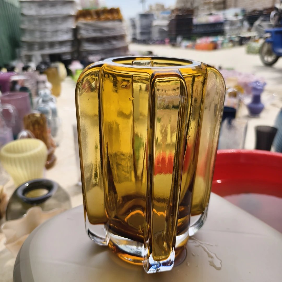 水培竖条纹琥珀色鲜花客厅桌面装饰品