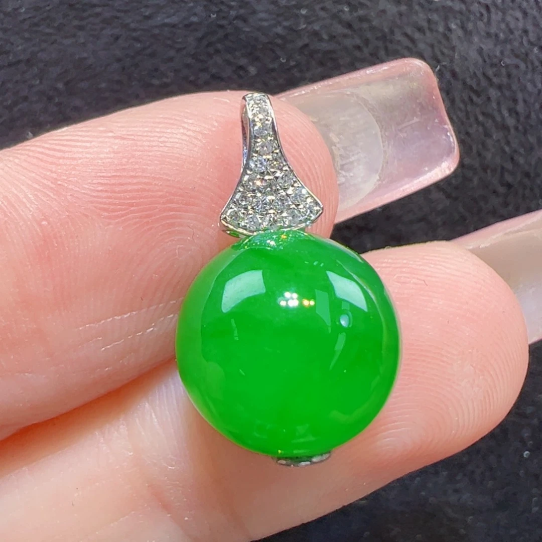 翡翠18K金镶嵌吊坠(不含链)吊坠