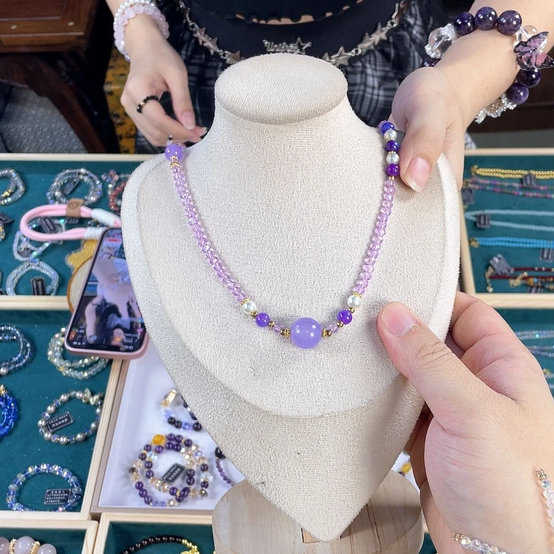 水晶手链银S925镀金镶嵌