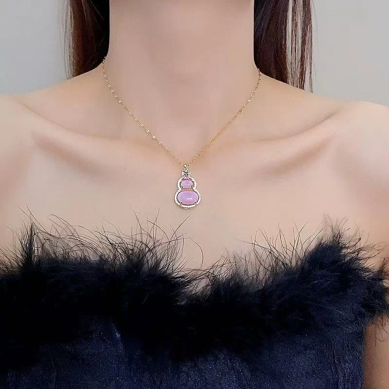 铜合金项链 小葫芦项链吊坠超仙项链气质爆款礼服配饰7635