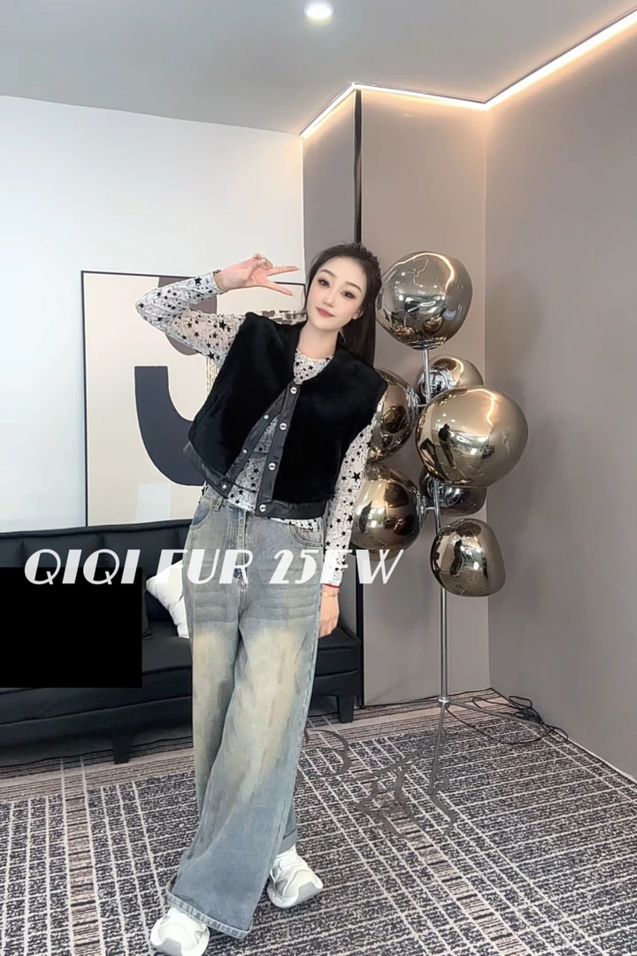 【琪琪推荐】XIASIQING｜25FW 2581 新款休闲显瘦皮毛一体马甲