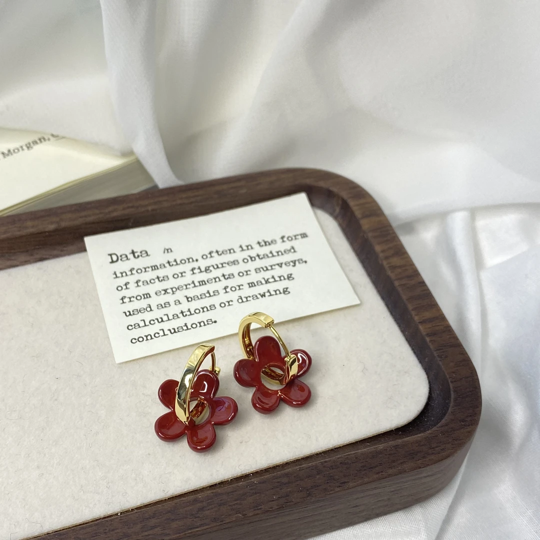 铜合金亚克力耳饰 花朵耳圈手工气质百搭耳饰