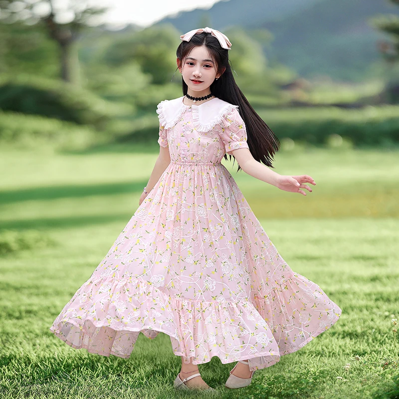 99392夏季童装碎花洋气裙子短袖连衣裙夏装田园风女小女孩