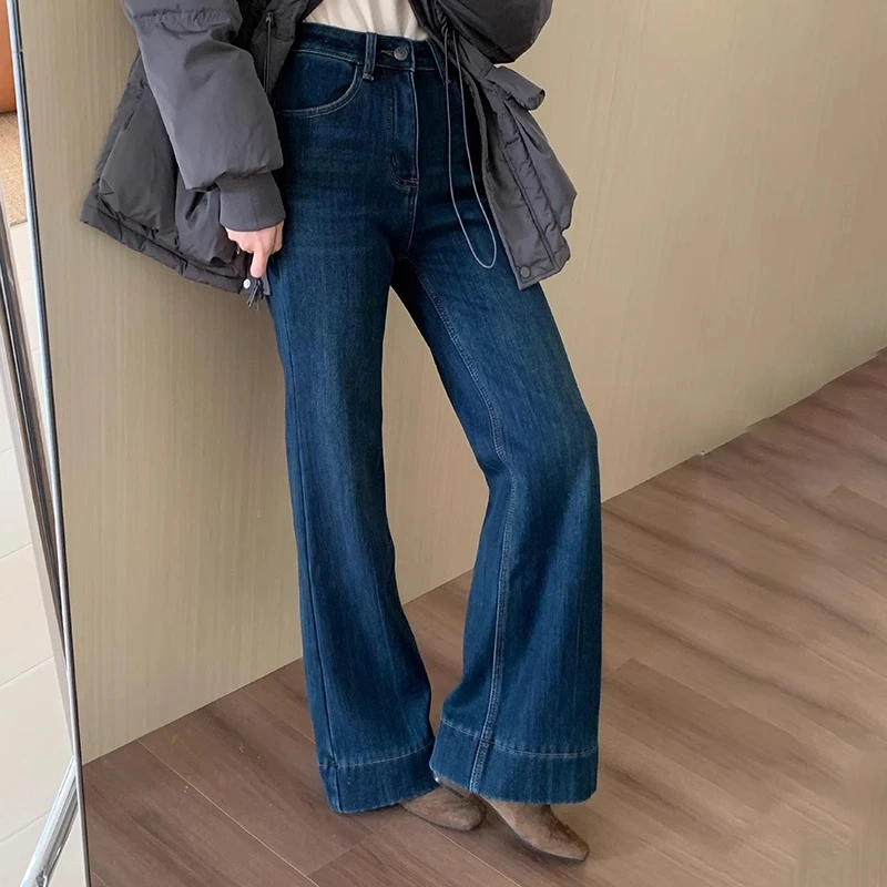 高腰复古显瘦微喇叭牛仔裤女2025秋季新款弹力百搭显瘦拖地裤