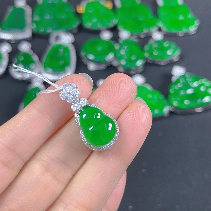 翡翠银S925镶嵌吊坠(不含链)