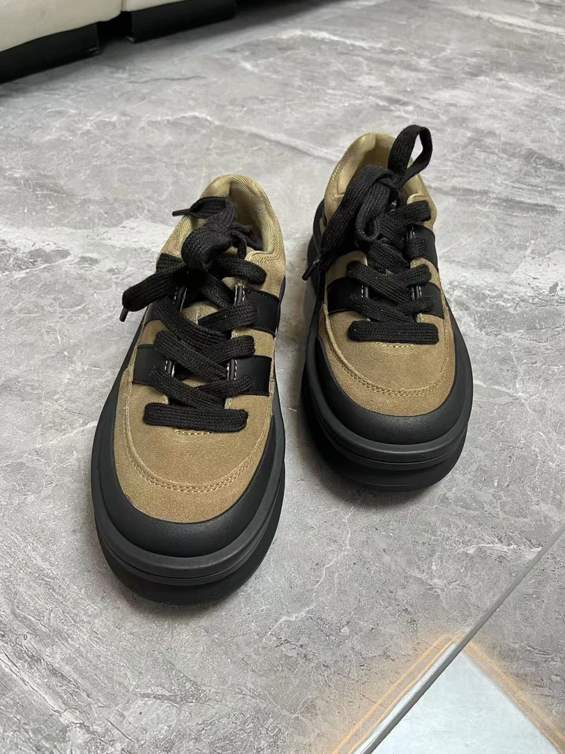 【小虹虹商贸】2024秋冬新款韩版百搭休闲松糕厚底面包鞋