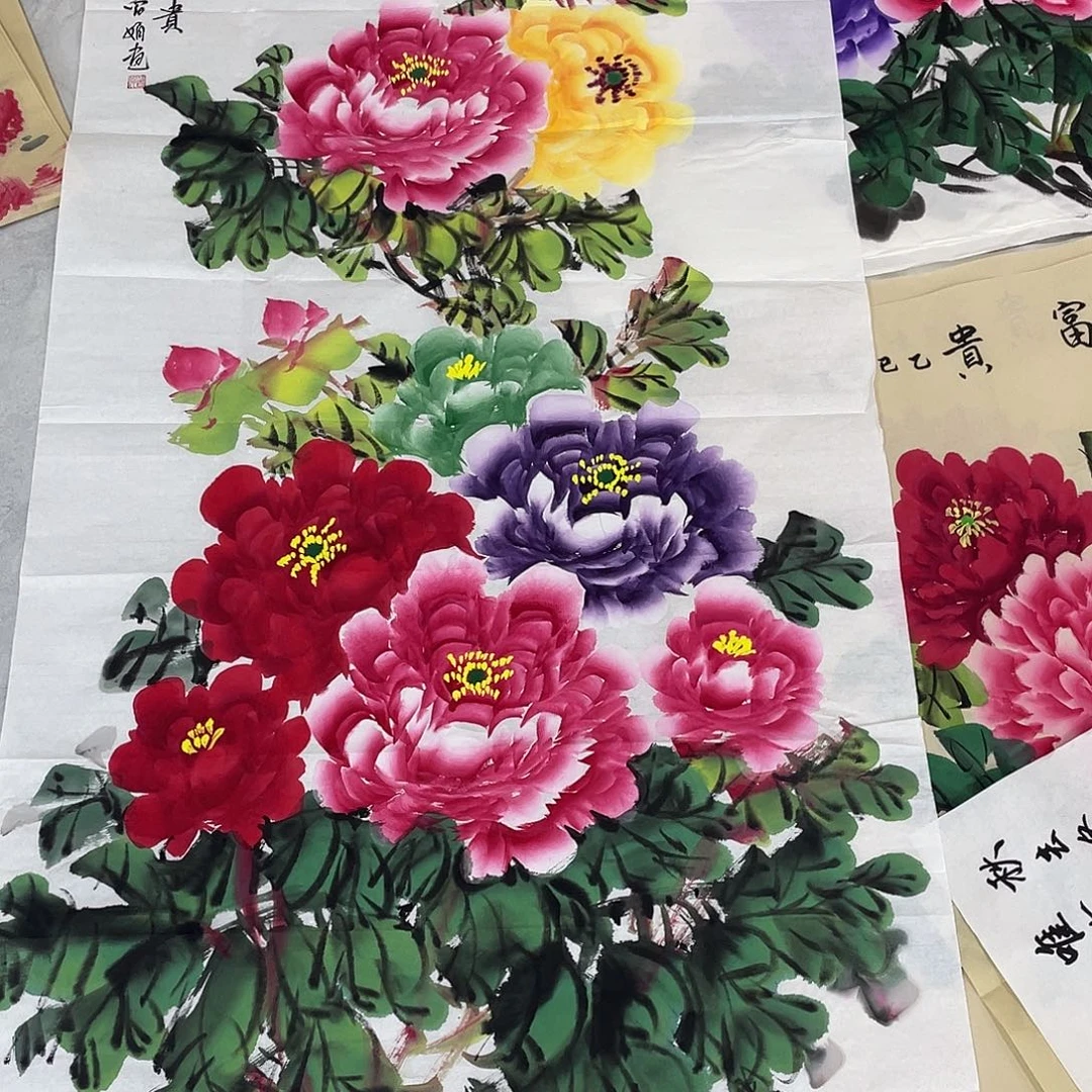 国画国画作品书法作品原稿四尺竖牡丹