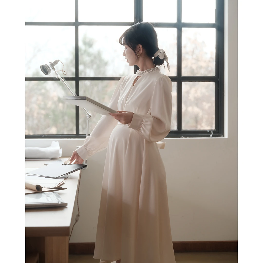 maodan/猫单【巴黎香氛】孕妇装时髦气质长裙2025新款春装连衣裙