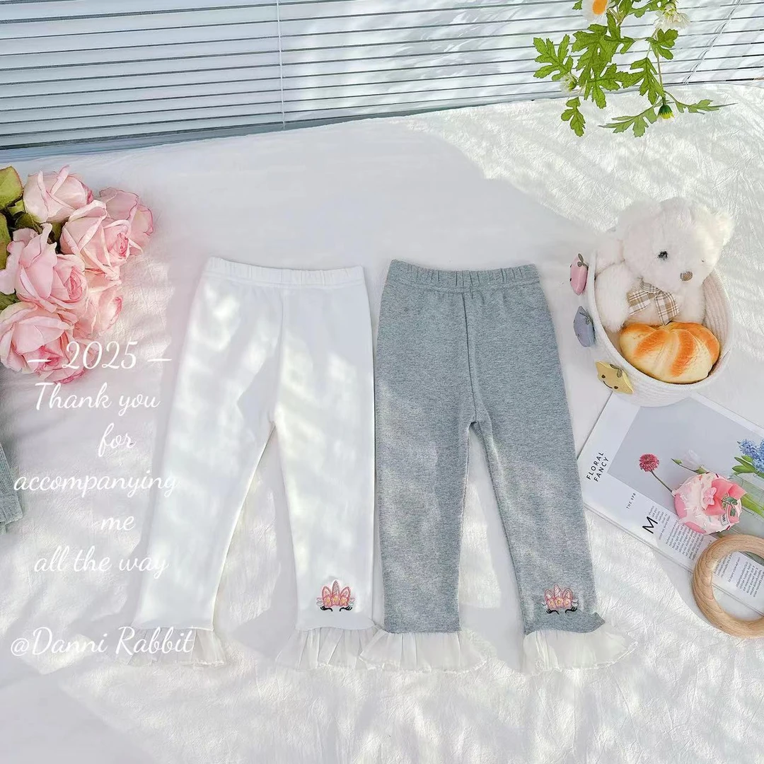 *2025春款可爱独角兽刺绣花边裙摆打底裤*D-A120