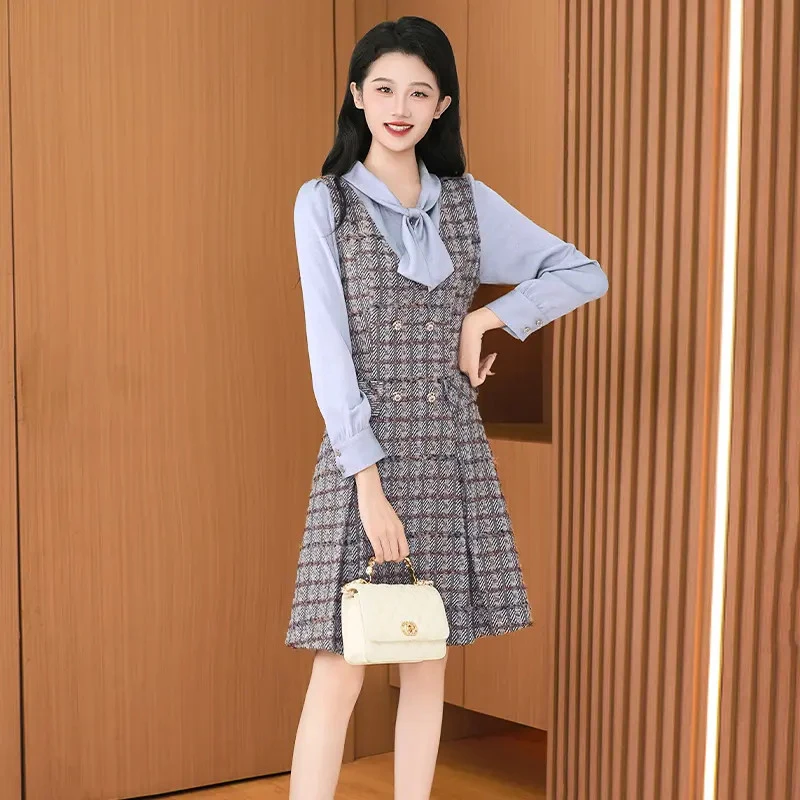 优雅新款气质时尚大气减龄休闲收腰黑色显瘦连衣裙-28160