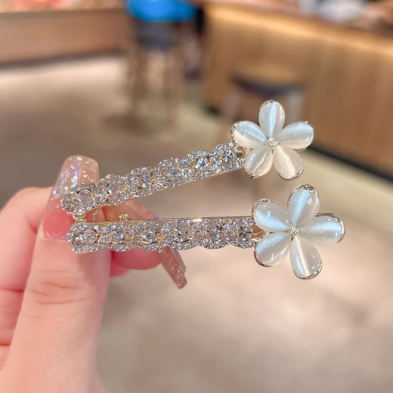 小巧精致花朵鸭嘴夹奢华奢侈高端一字夹侧边刘海发夹女