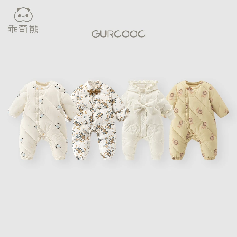 【反季清仓白鸭绒羽绒服福利】冬季轻薄连体衣三防保暖婴幼儿哈衣