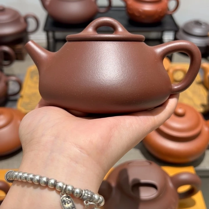 烟***湖茶壶紫砂宜兴紫砂壶平盖石瓢