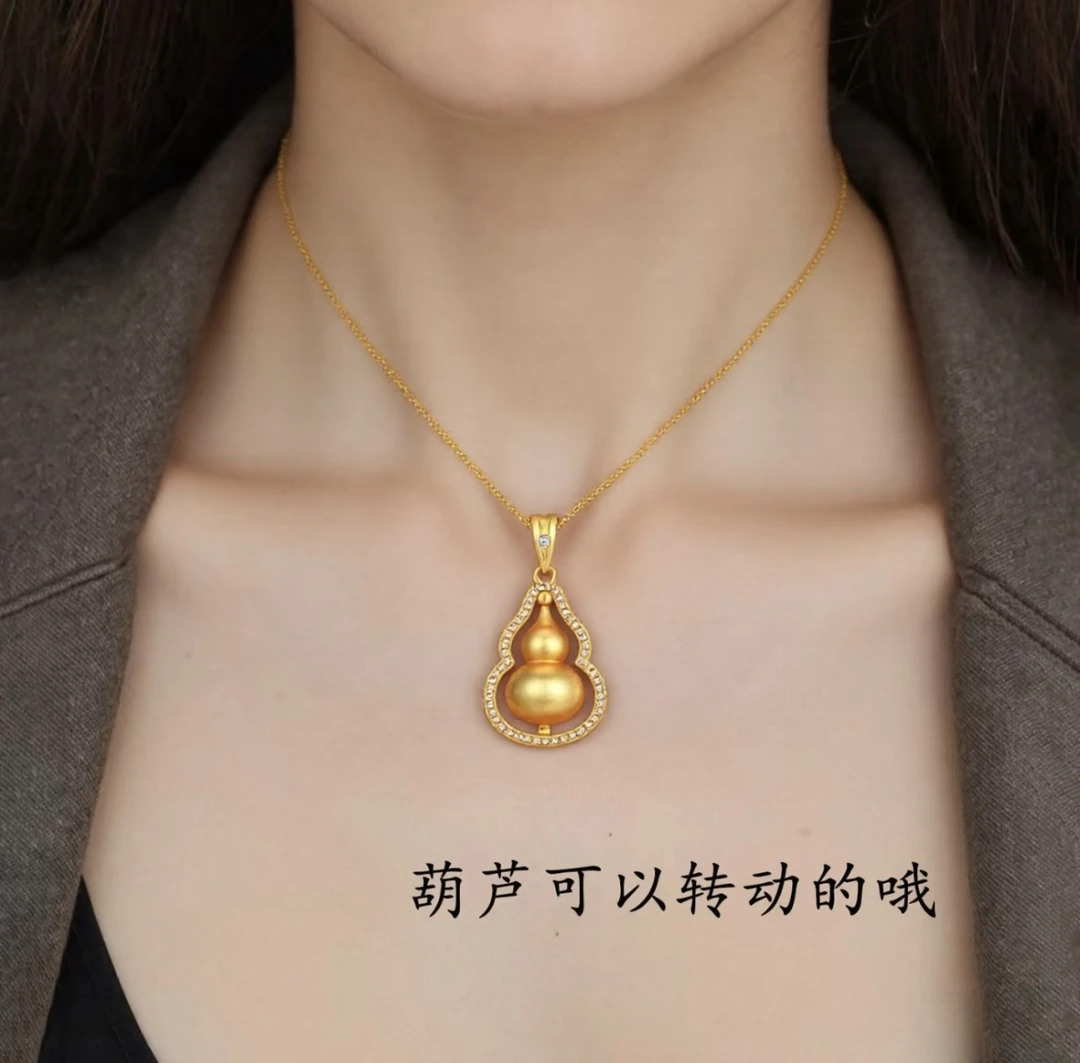 坠链均925银莫桑石 925银项链新款时来运转福禄轻奢时尚百搭古法