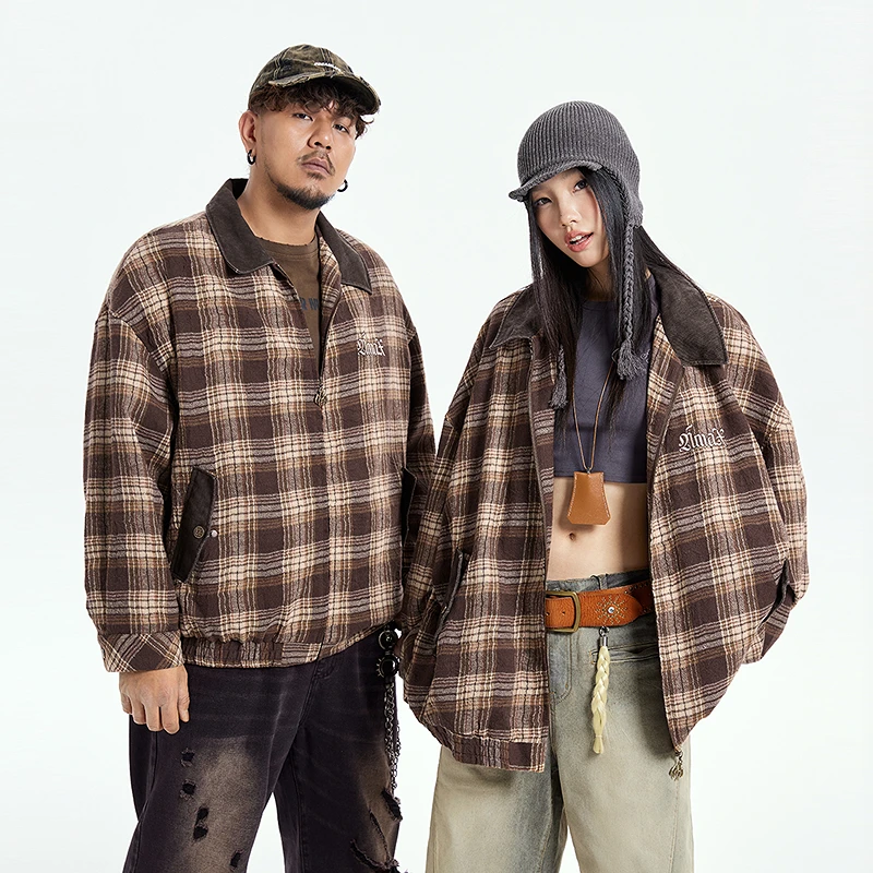 【李晨nic专属】NMAX大码潮牌男装肌理感格纹夹克翻领外套FNW004
