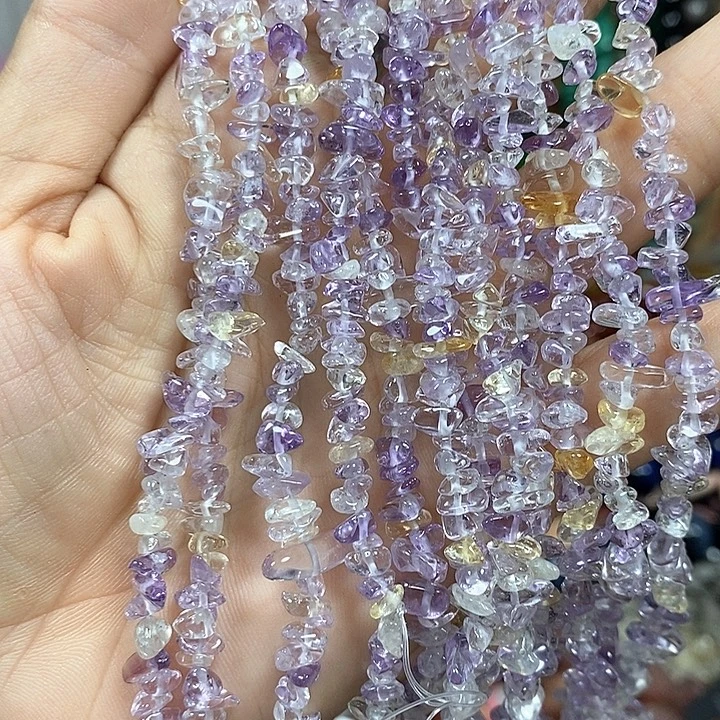 玛瑙/玉髓未镶嵌珠宝半成品天然紫黄晶绕手4圈