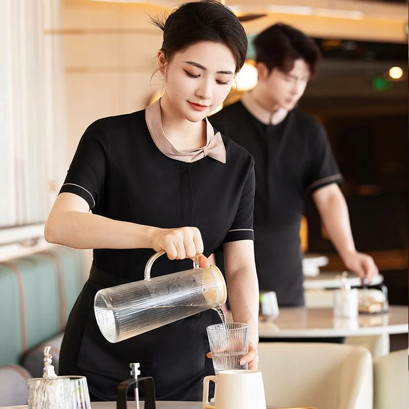 前厅餐饮服务员工作服短袖快餐厅火锅店奶茶店高档酒店夏季工衣