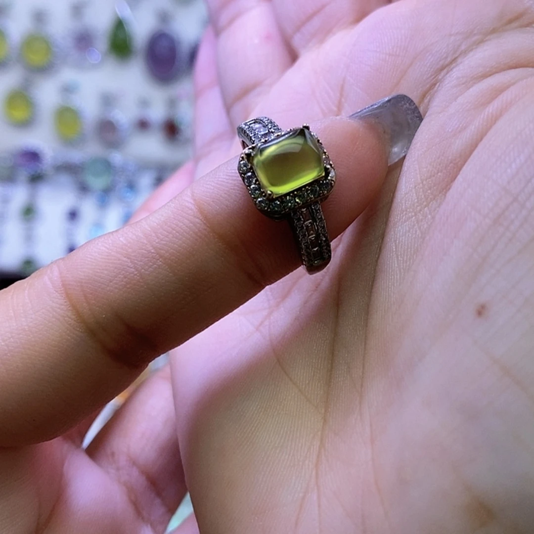 岫玉银S925镶嵌戒指