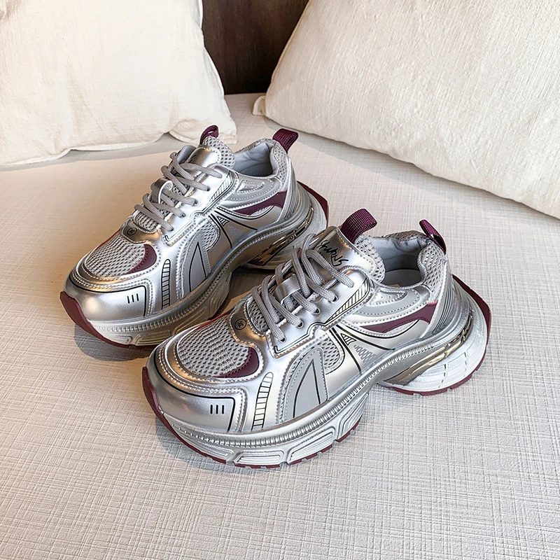 【现货专属】小个子增高老爹鞋女2025新款运动网面厚底休闲潮鞋子