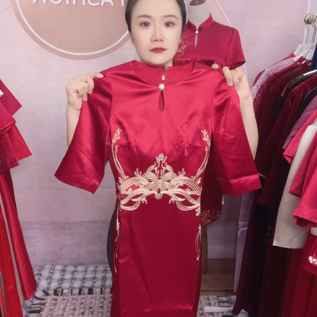 用***；l码旗袍连衣裙修身显瘦