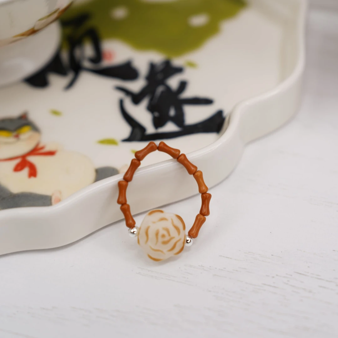 会友.橄榄竹节戒指玫瑰女士