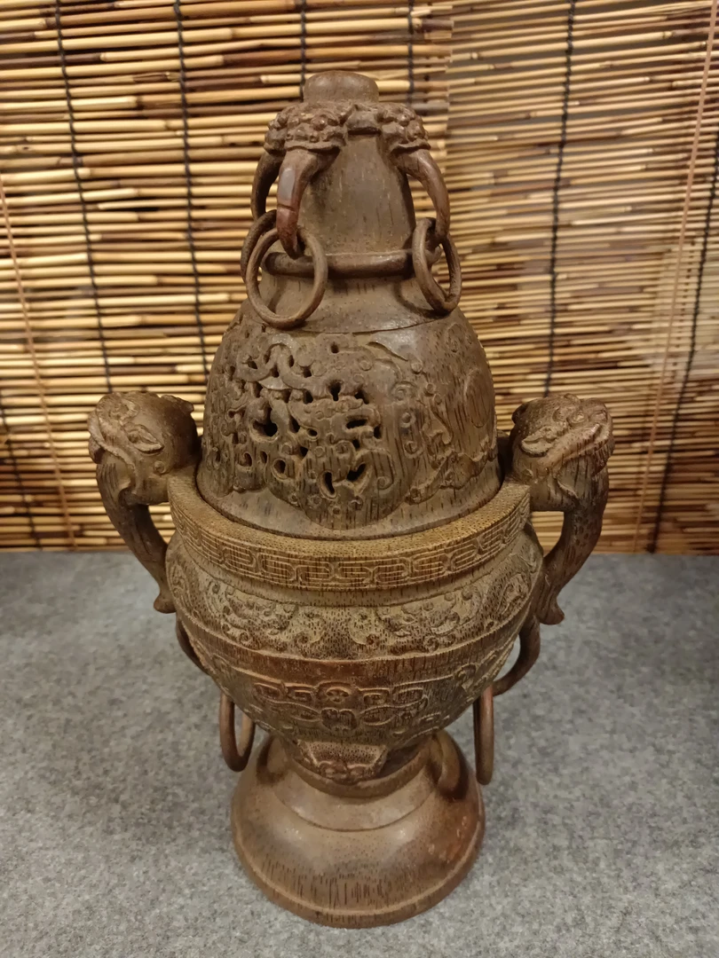 清雅阁竹雕精工香炉