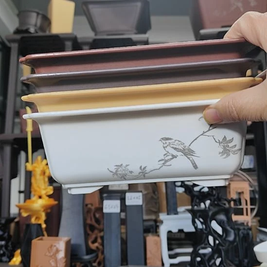 10只20*15*7.5马槽盆混色黑色不要带花鸟款
