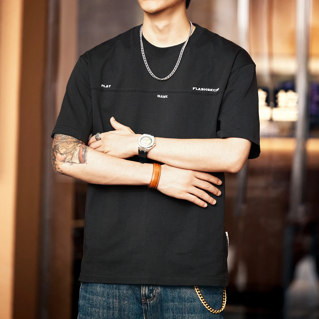 格蓝鹿美式复古设计感纯棉短袖t恤男士2025夏季新款重磅半袖体恤