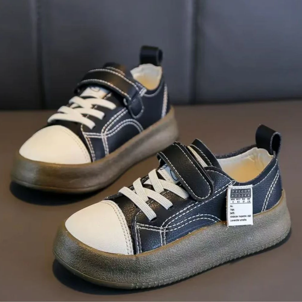 儿童经典ins帆布鞋男女童百搭款2025春季韩版魔术贴帆布潮鞋