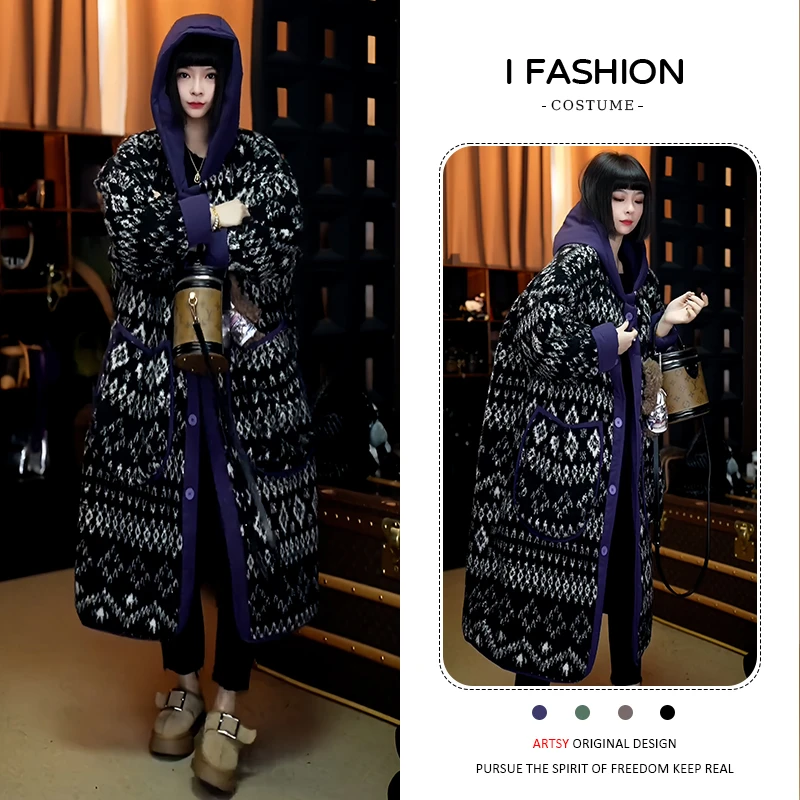 加厚阔版双面穿羽绒棉服女2025冬季新款时尚连帽保暖中长款棉衣潮