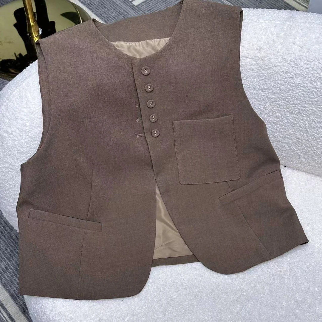 【二婷现货】24年英伦风纯色马甲761