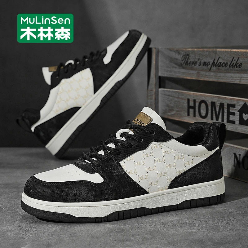 木林森秋季男鞋2025新款黑白熊猫鞋运动休闲板鞋低帮软底百搭潮鞋