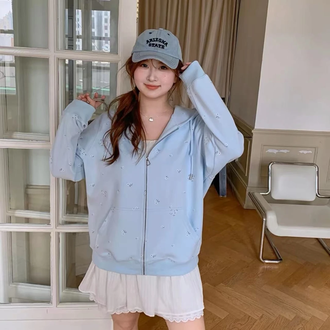 【苹果现货清清】XQ2213秋季新款清新小碎花卫衣外套