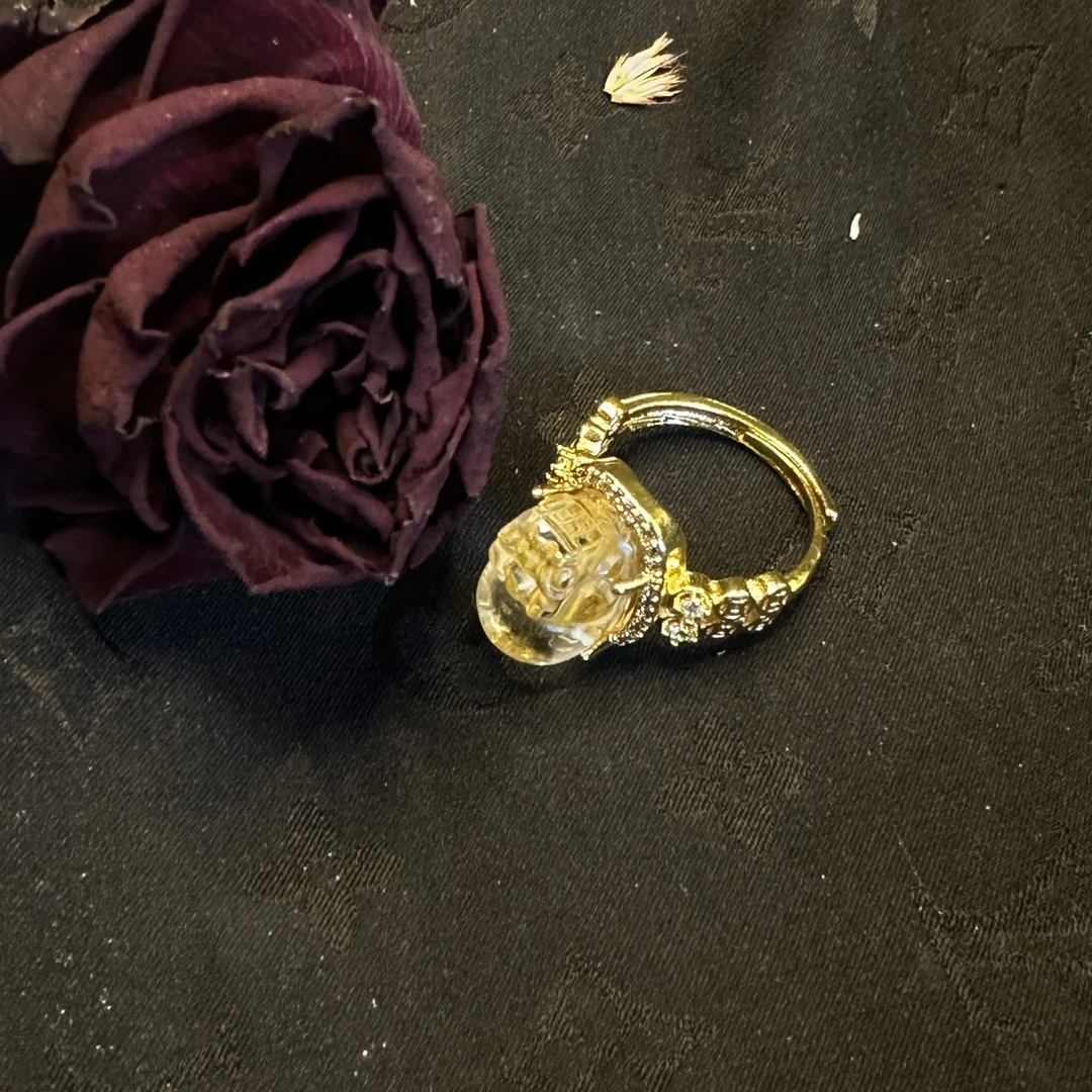 【玉合缘】天然黄水晶精美开口戒 7984