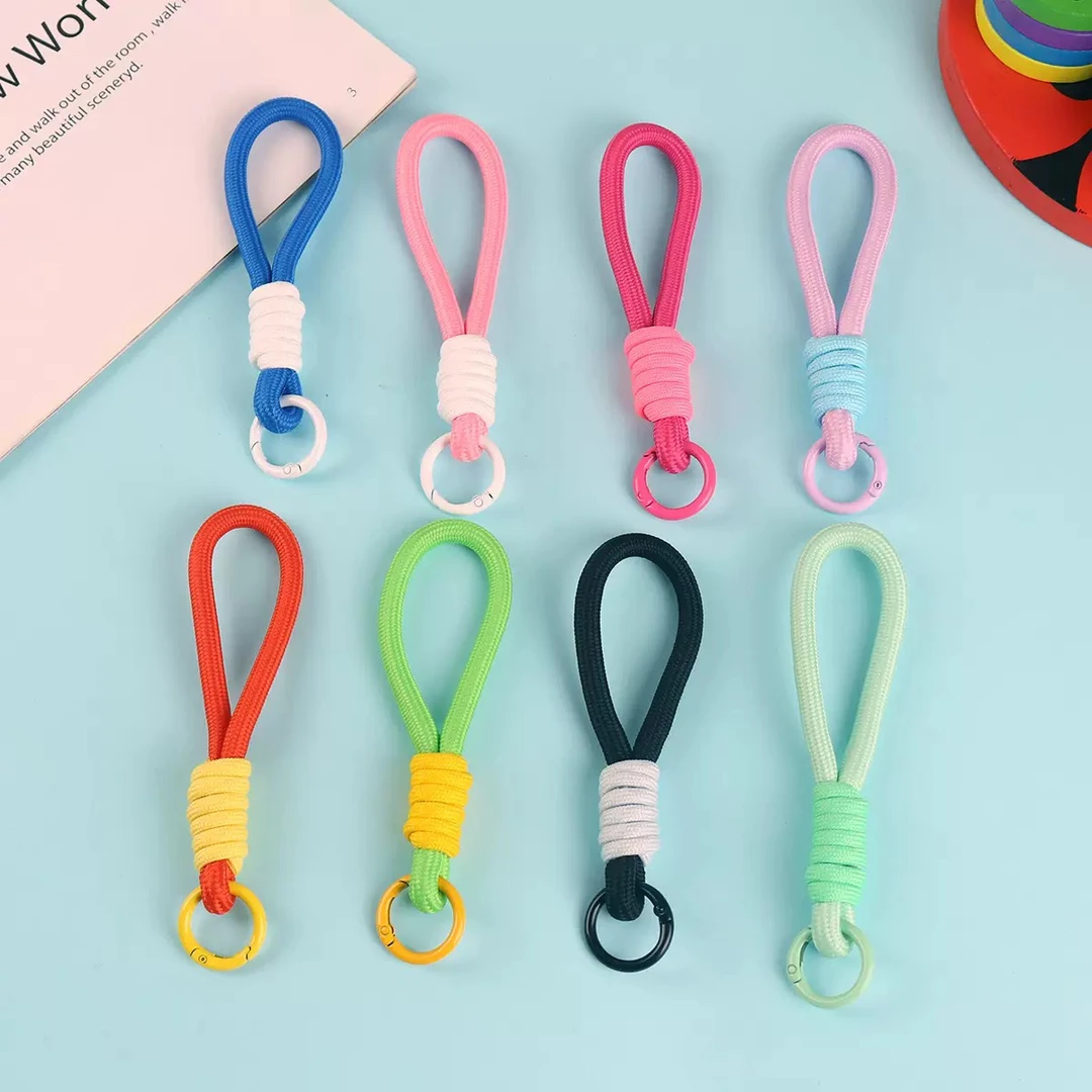 爆款创意简约手机挂绳公仔卡套登机牌书包钥匙扣彩色编织绳挂饰品