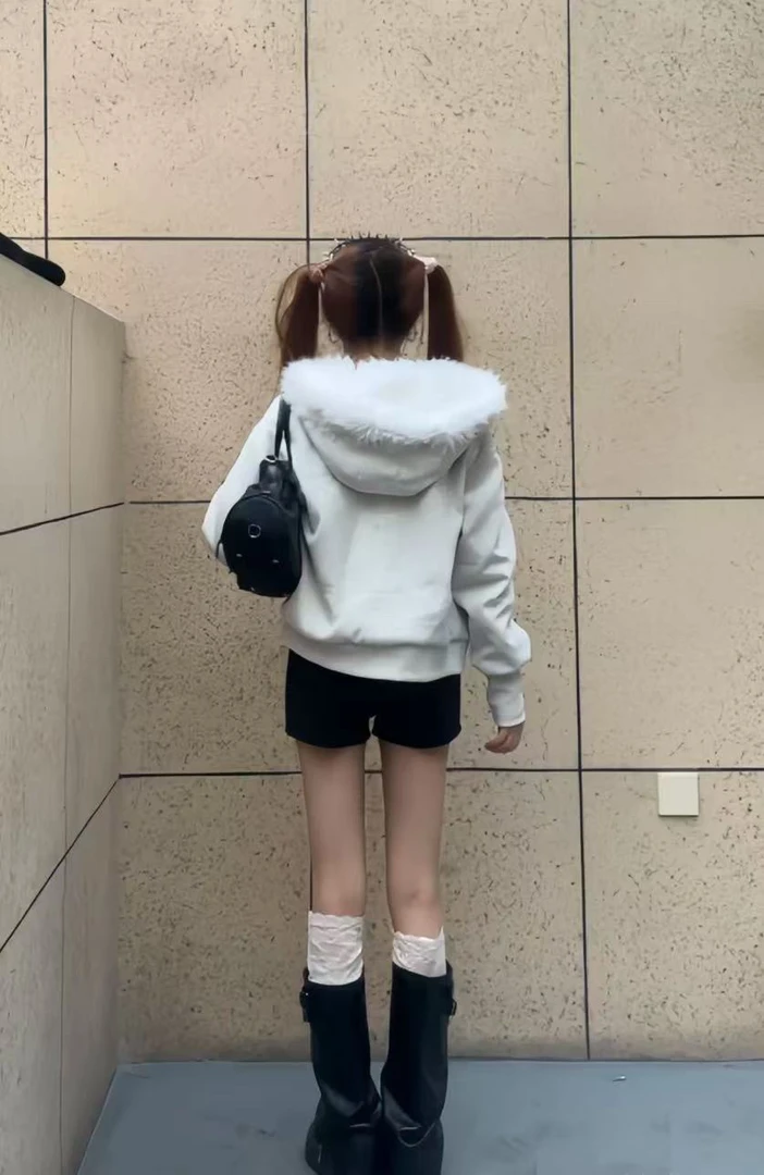 【米妮】冬季加厚保暖毛毛连帽外套