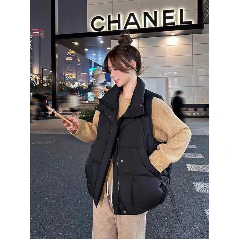 2024秋冬季新款女士立领棉马甲女时尚韩版宽松棉坎肩加厚保暖背心