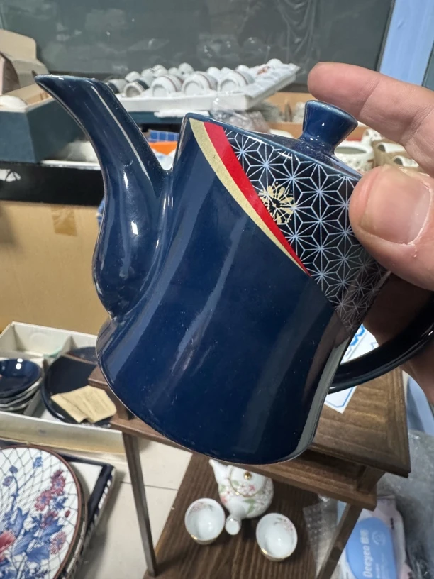 欧瓷帝王蓝茶壶直口