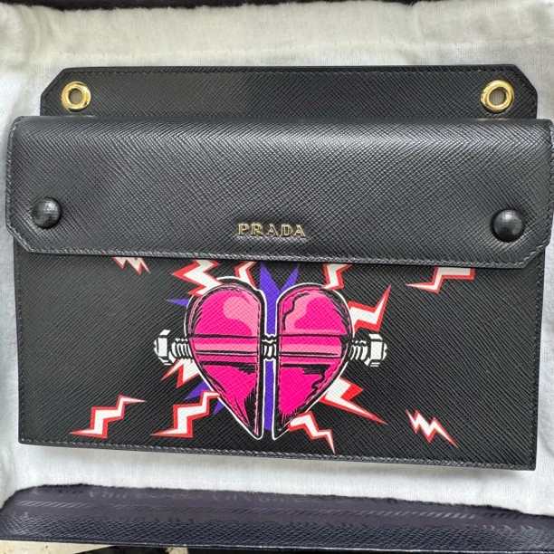 95新 Prada/普拉达 冰冰中古/Prada/黑色斜挎/