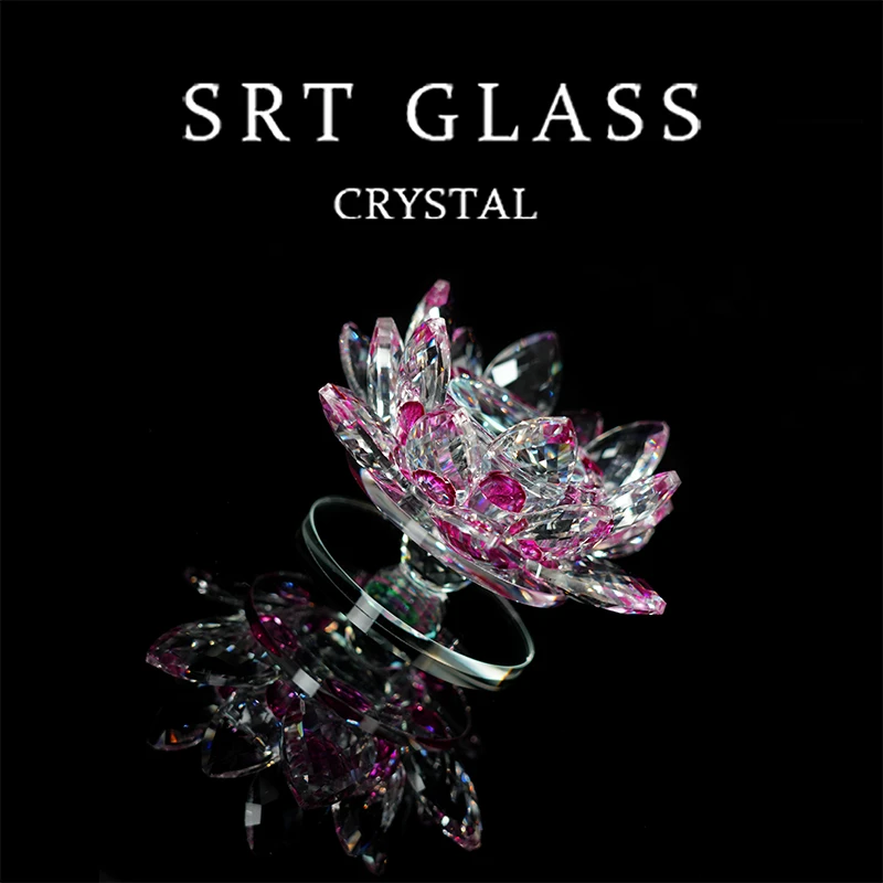 紫色水晶玻璃莲花烛台家居客厅装饰品