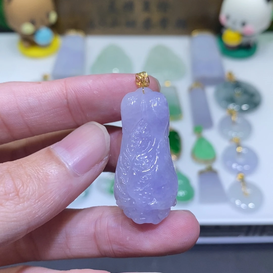 翡翠18K金镶嵌吊坠(不含链)